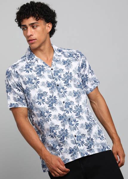 KILLER Men Floral Print Casual Blue Shirt