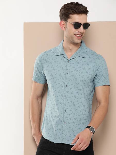 HERE&NOW Men Printed Casual Blue Shirt