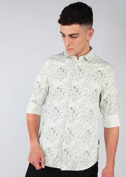 FLYING MACHINE Men Printed Casual Beige Shirt