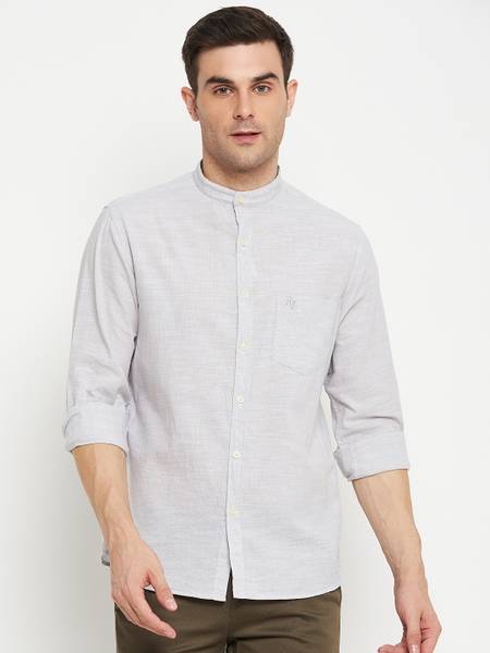 CANTABIL Men Self Design Casual Grey Shirt