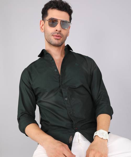 BEING HUMAN Men Solid Casual Green Shirt