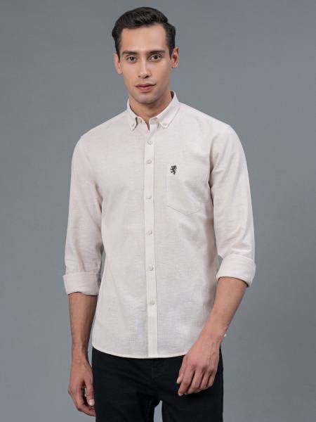 RED TAPE Men Solid Casual Beige Shirt