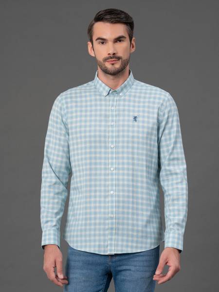 RED TAPE Men Checkered Casual Light Blue Shirt
