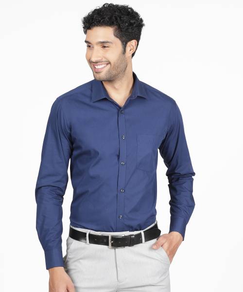 PARK AVENUE Men Solid Formal Blue Shirt
