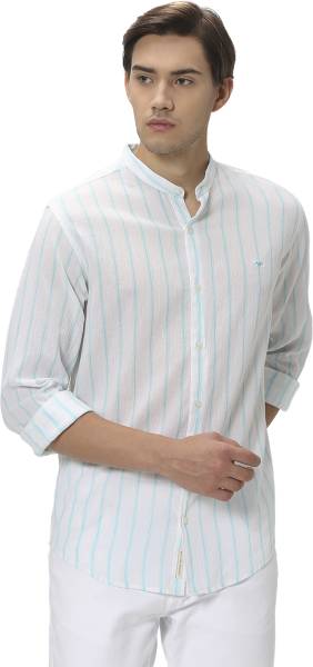 MUFTI Men Striped Casual Blue Shirt