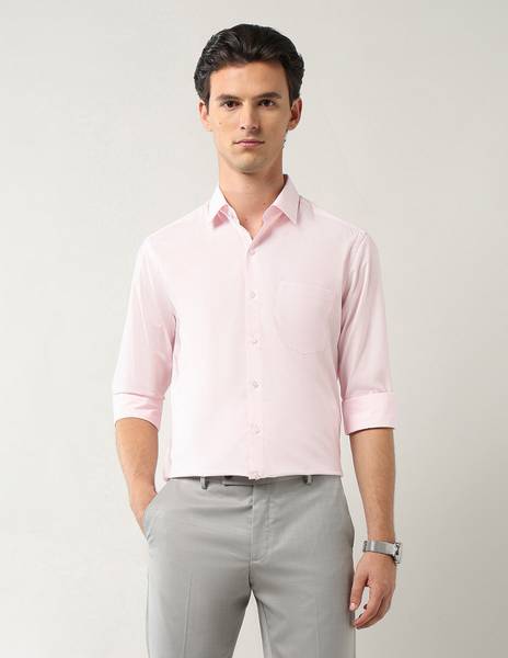 ARROW Men Solid Formal Pink Shirt