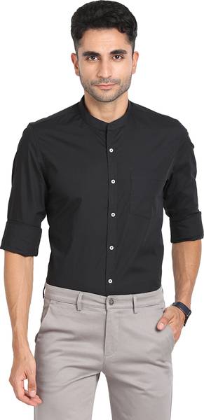 TURTLE Men Solid Formal Black Shirt