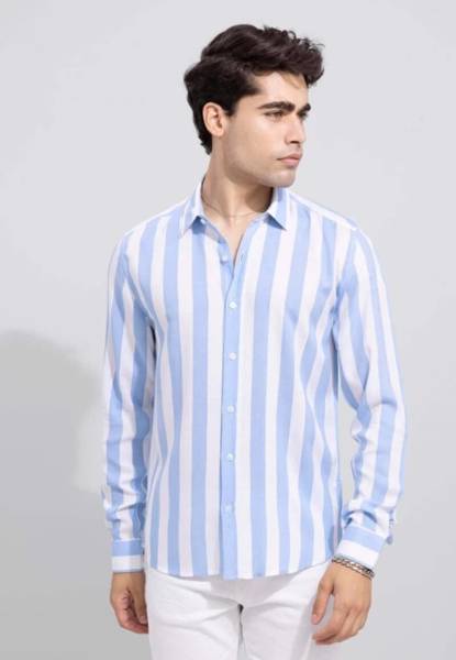 aasmanis imura Men Solid Casual Blue Shirt