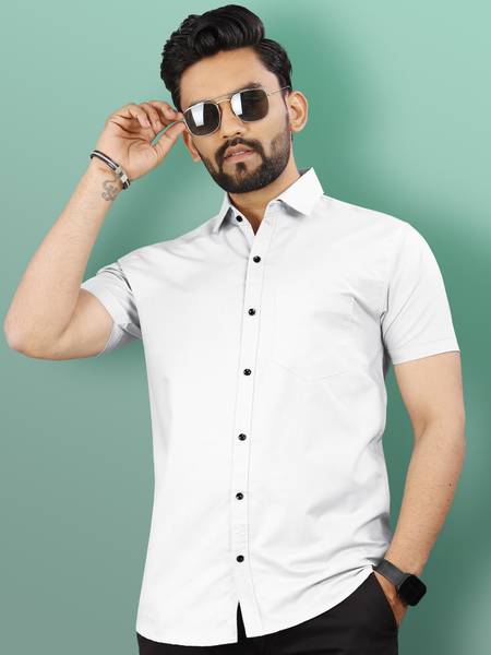 VeBNoR Men Solid Casual White Shirt
