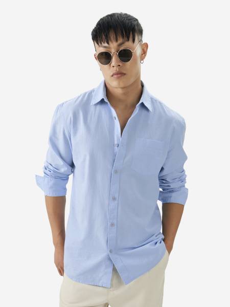 The Souled Store Men Solid Casual Blue Shirt