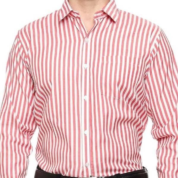 Vamikkaa Men Striped Casual Red, White Shirt