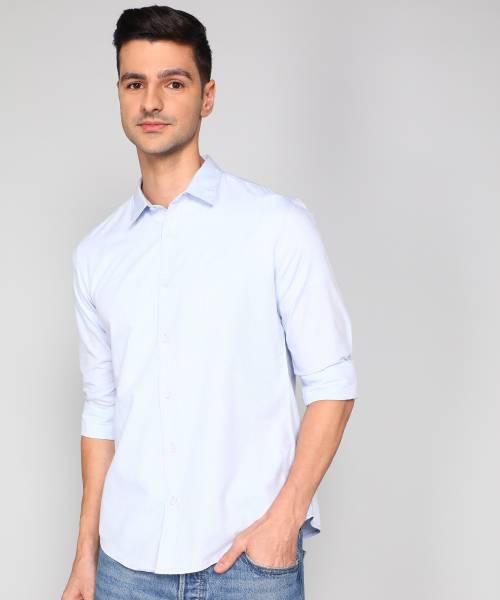 METRONAUT by Flipkart Men Solid Casual Light Blue Shirt