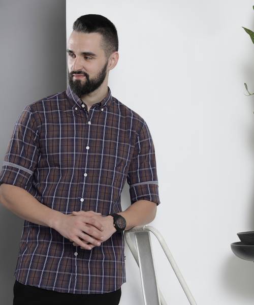 NAUTICA Men Checkered Casual Brown Shirt