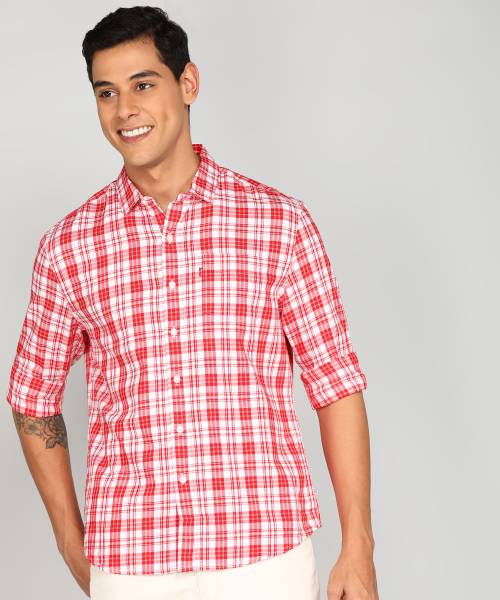 LEVI'S Men Checkered Casual Red Shirt