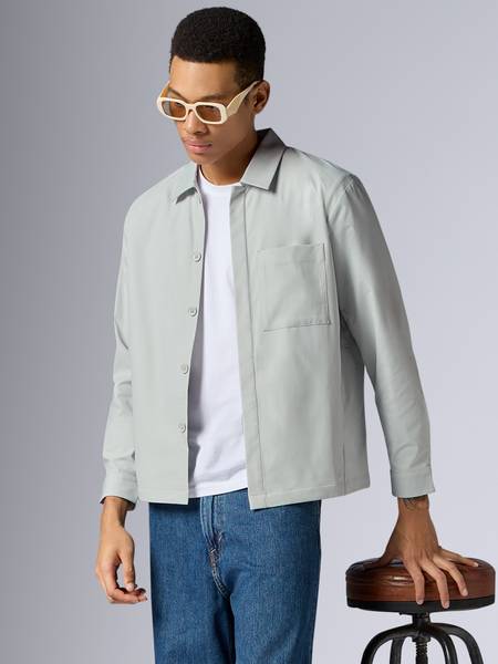 XYXX Men Solid Casual Grey Shirt