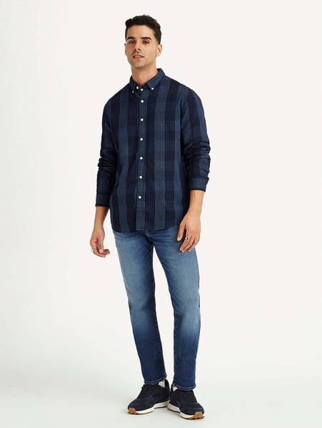 LEVI'S Men Checkered Casual Blue Shirt
