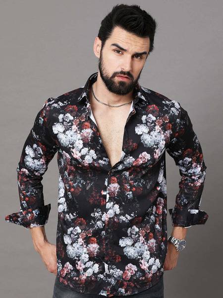 Jai Textiles Men Printed Casual Black Shirt