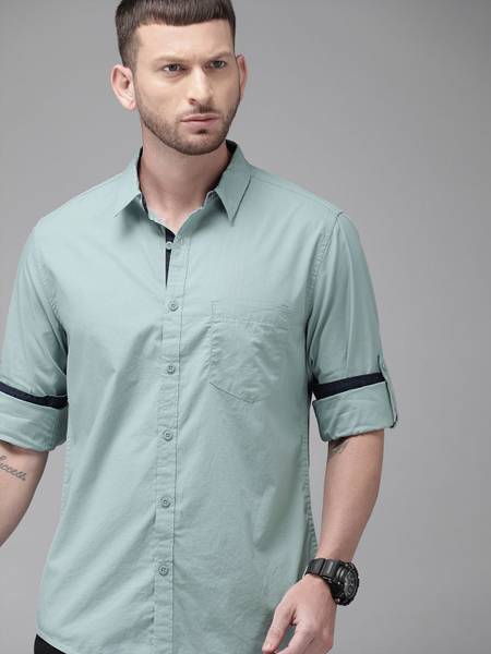 Roadster Men Solid Casual Green Shirt