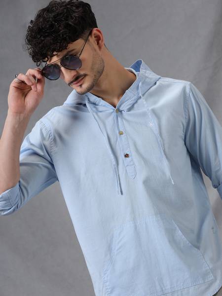 WROGN Men Solid Casual Light Blue Shirt