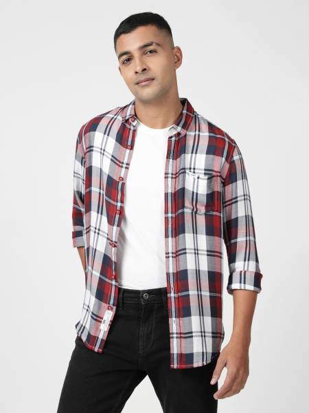 LEE Men Checkered Casual Red Shirt