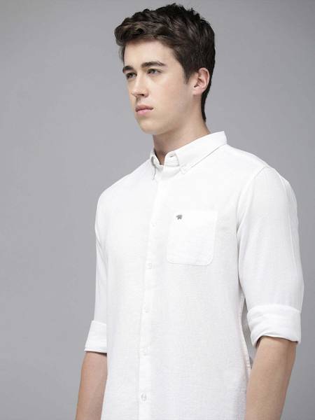 THE BEAR HOUSE Men Solid Casual White Shirt