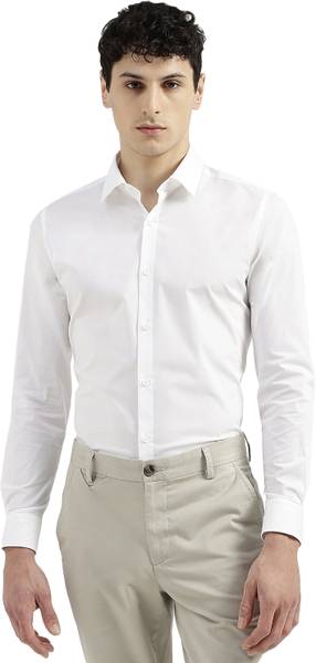 United Colors of Benetton Men Solid Formal White Shirt