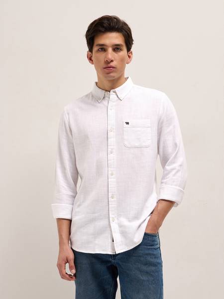 THE BEAR HOUSE Men Solid Casual White Shirt