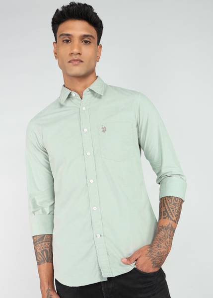 U.S. POLO ASSN. Men Solid Casual Green Shirt