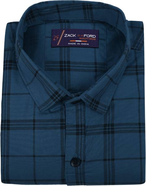 Liza Martin Men Checkered Casual Blue Shirt