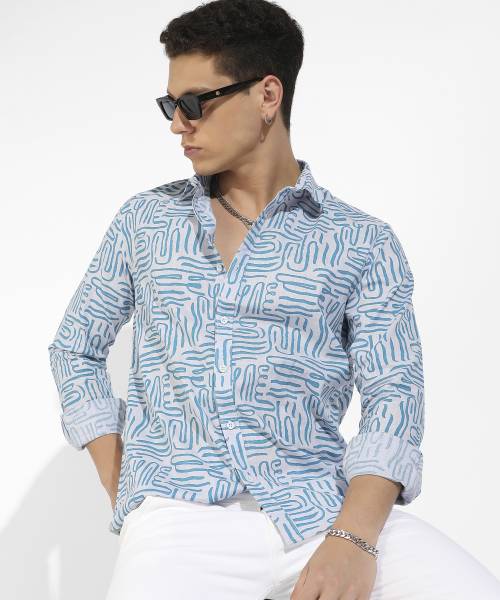 CAMPUS SUTRA Men Printed Casual Blue Shirt