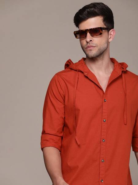 WROGN Men Solid Casual Red Shirt