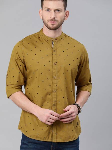 Roadster Men Printed Casual Green Shirt