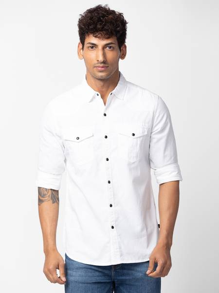 Spykar Men Solid Casual White Shirt Price History
