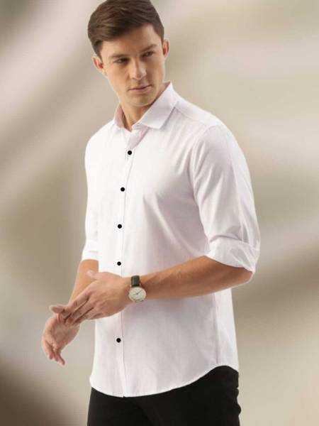 Rukir Fashion Men Solid Formal White Shirt