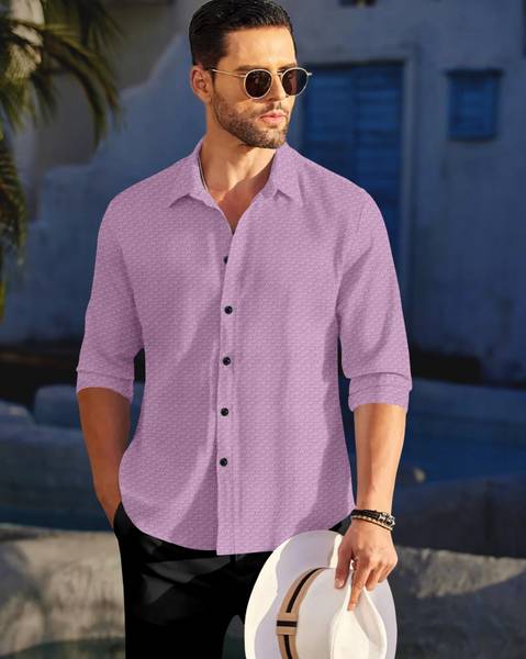 METRONAUT Men Solid Casual Purple Shirt