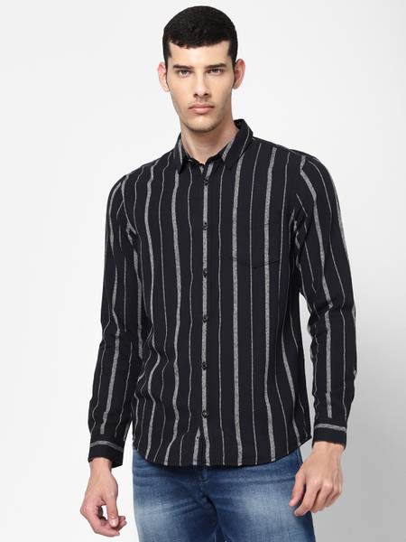Wrangler Men Checkered Casual Black, Grey Shirt