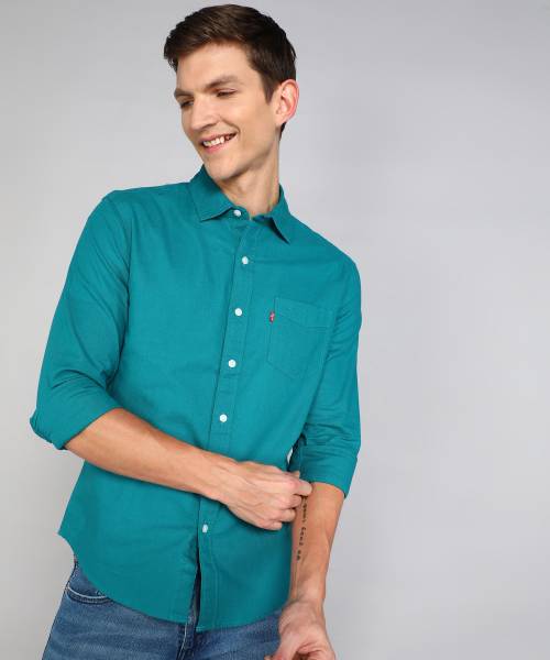 LEVI S Men Solid Casual Blue Shirt Price History