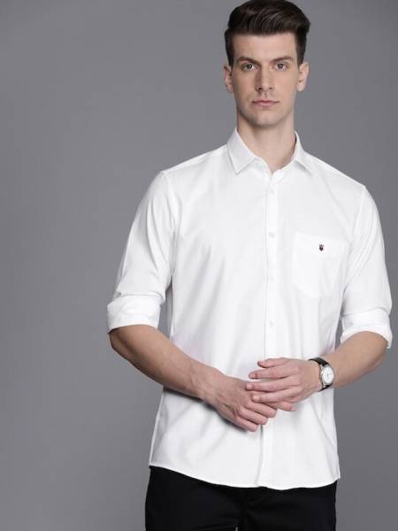 Louis Philippe Sport Men Solid Casual White Shirt