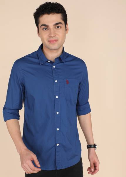 U.S. POLO ASSN. Men Solid Casual Blue Shirt