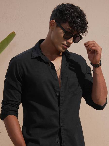 KETCH Men Solid Casual Black Shirt