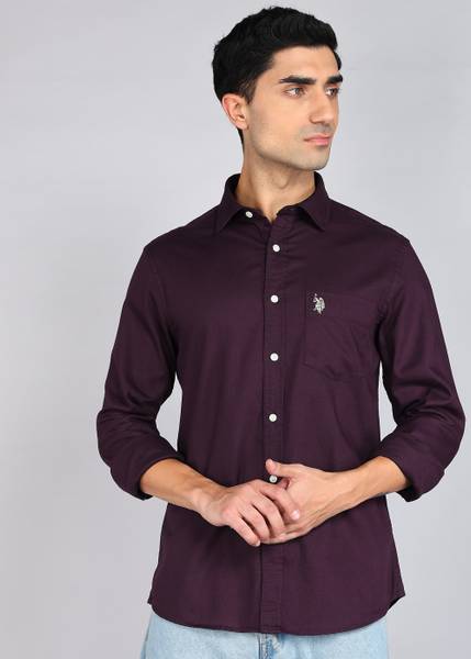 U.S. POLO ASSN. Men Solid Casual Brown Shirt