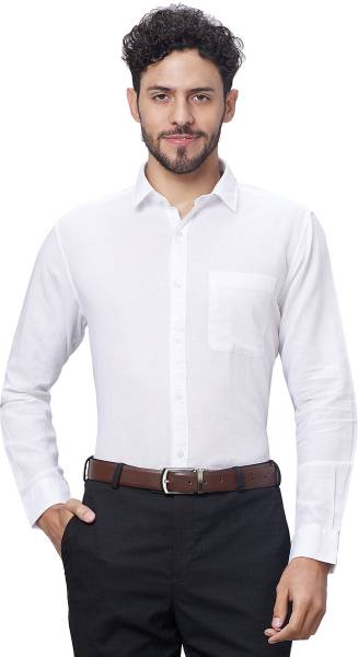 Raymond Men Solid Casual White Shirt