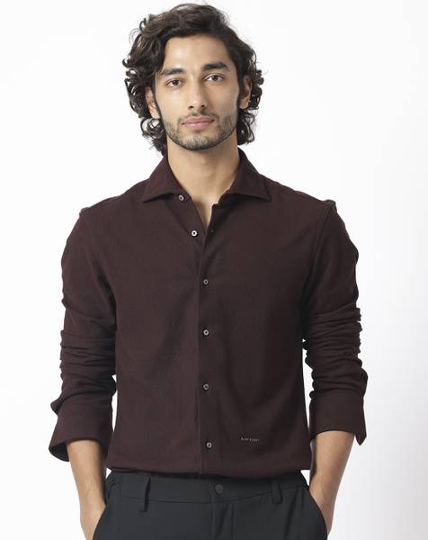 RARE RABBIT Men Solid Casual Brown Shirt