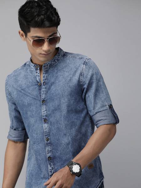 Roadster Men Solid Casual Blue Shirt