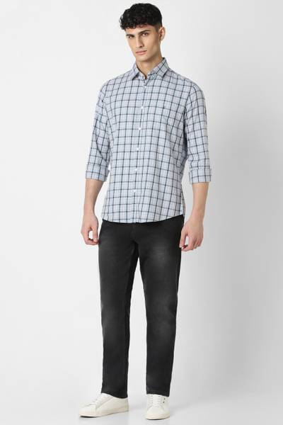 VAN HEUSEN SPORT Men Checkered Casual White Shirt