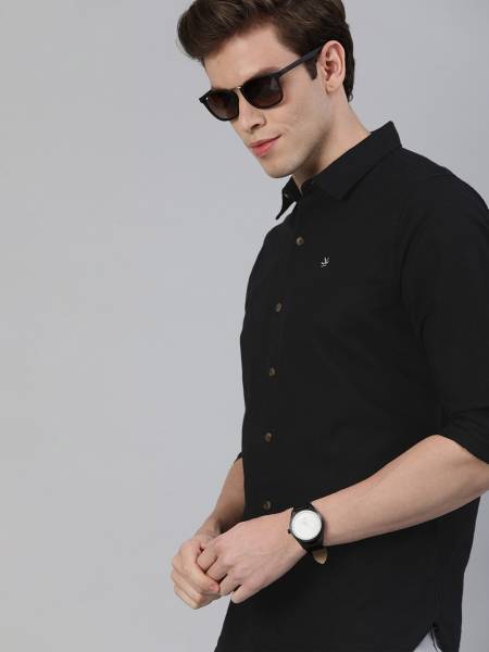 WROGN Men Solid Casual Black Shirt