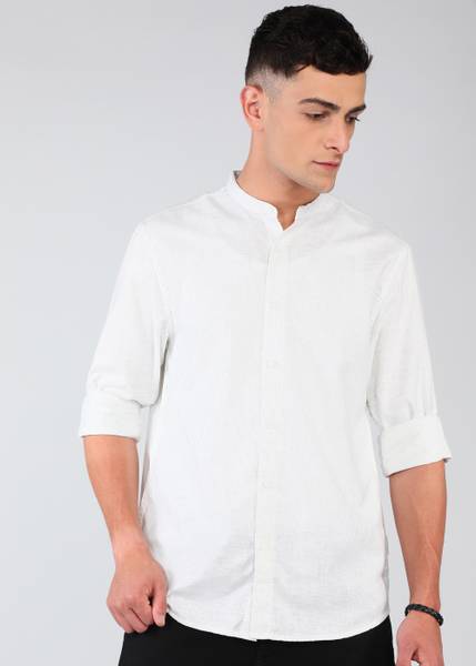 FLYING MACHINE Men Striped Casual White Shirt