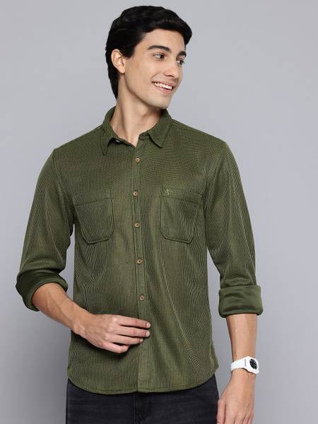 AEROPOSTALE Men Solid Casual Green Shirt
