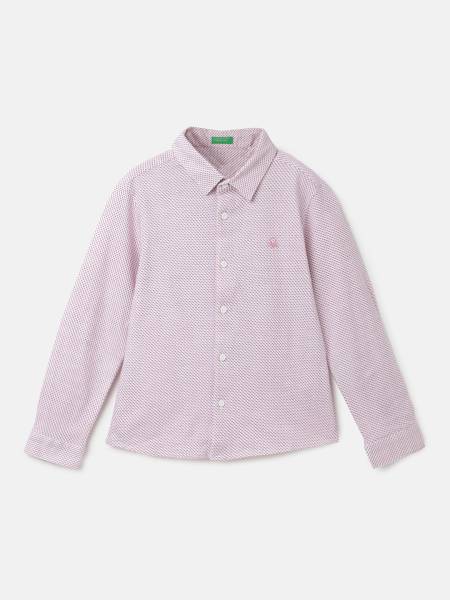 United Colors of Benetton Boys Geometric Print Casual Pink, White Shirt
