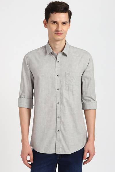 PETER ENGLAND Men Solid Casual Grey Shirt